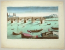 Rouen. - Brücken über die Seine. - Guckkastenblatt. - "Le Pont de pierre et le Pont de Bateaux à Rouen".