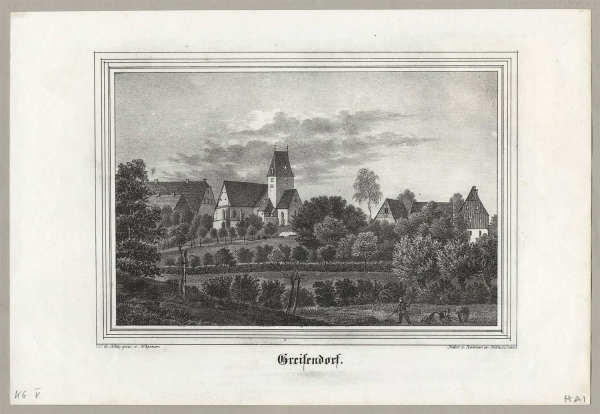 Greifendorf (Rossau). - Ansicht mit Kirche. - Sachsens Kirchen-Galerie. - Greifendorf.