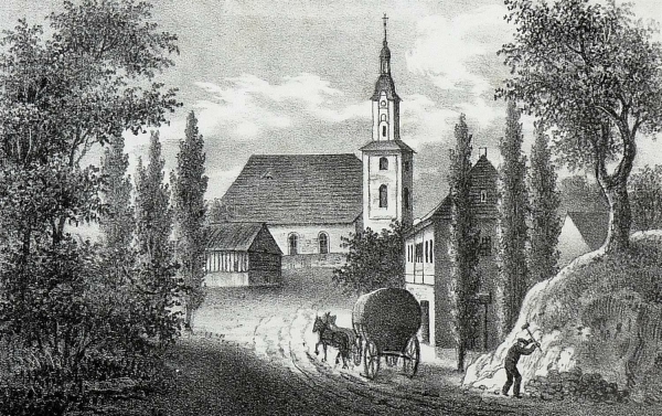 Zedtlitz (Borna). - Teilansicht mit Pfarrkirche. - Sachsens Kirchen-Galerie. - Zedtlitz.
