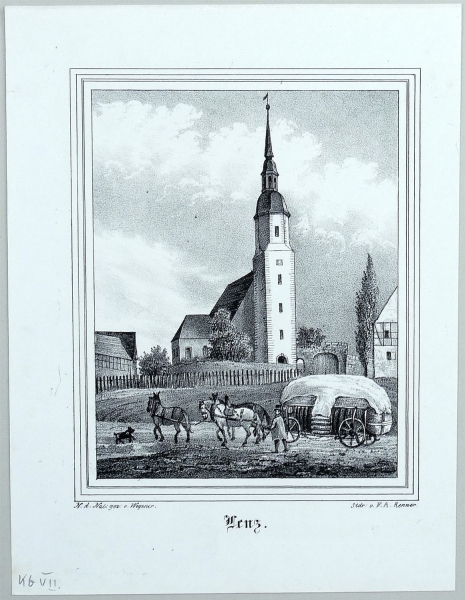 Lenz (Priestewitz). - Teilansicht mit Pfarrkirche. - Sachsens Kirchen-Galerie. - Lenz.