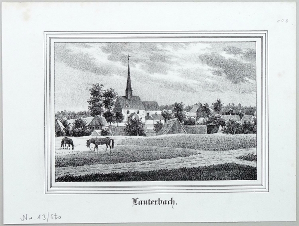 Lauterbach (Stolpen). - Teilansicht mit Pfarrkirche. - Sachsens Kirchen-Galerie. - Lauterbach.