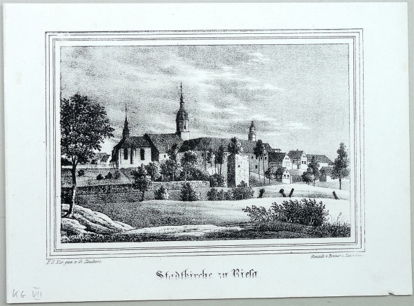 Riesa. - Teilansicht mit Stadtkirche. - Sachsens Kirchen-Galerie. - Stadtkirche zu Riesa.