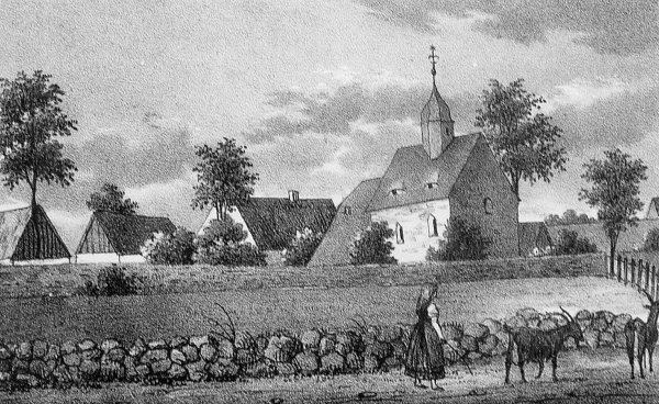 Schönborn (Lampertswalde). - Teilansicht mit Pfarrkirche. - Sachsens Kirchen-Galerie. - Schönborn.