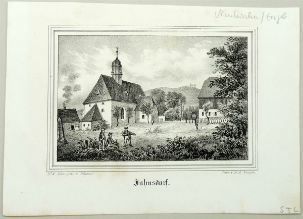 Jahnsdorf. - Teilansicht mit Pfarrkirche. - Sachsens Kirchen-Galerie. - Jahnsdorf.