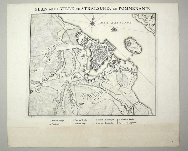 Stralsund. - Befestigungsplan. - Plan de la Ville de Stralsund, en Pommeranie.