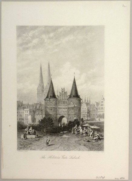 Lübeck. - Holsten-Tor und Petrikirche. - The Holstein Gate, Lubeck.