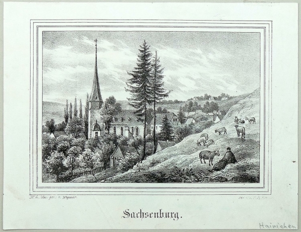 Sachsenburg. - Teilansicht mit Pfarrkirche. - Sachsens Kirchen-Galerie. - Sachsenburg.
