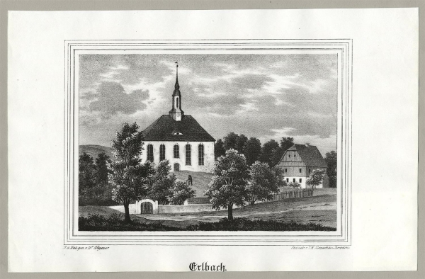 Erlbach (Colditz). - Teilansicht mit Pfarrkirche. - Sachsens Kirchen-Galerie. - Erlbach.