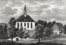 Erlbach (Colditz). - Teilansicht mit Pfarrkirche. -...