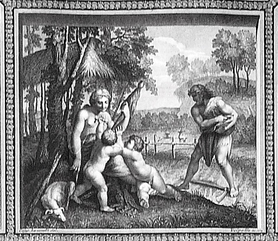 Ornamentika. - Supraporten - Teil 3, Blatt 2. - Adam und Eva mit Kain und Abel. - Loggie di Rafaele nel Vatikano.