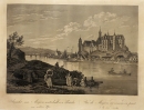 Meißen. - Gesamtansicht. - "Ansicht von Meissen unterhalb der Brücke am rechten Ufer / Vue de Meissen au dessous du pont à la rive droite".
