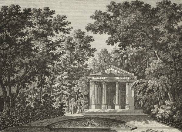 Schwetzingen. - Gartenansicht. - "Der Minerva-Tempel / Le Temple de Minerve".