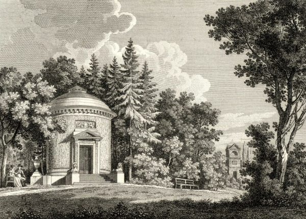 Schwetzingen. - Gartenansicht. - "Tempel der Botanik / Le Temple de la Botanique".