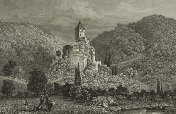 Zwingenberg (Baden). - Ansicht der Burg. - "Zwingenberg am Neckar".