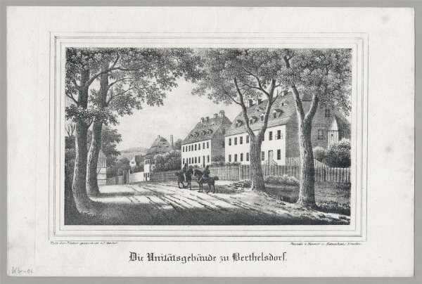 Berthelsdorf (Herrnhut). - Ansicht. - Sachsens Kirchen-Galerie. - Die Unitätsgebäude zu Berthelsdorf.