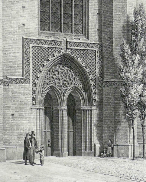 Tangermünde. - Teilansicht der Stephanskirche. - Portal an der Stephans Kirche zu Tangermünde.