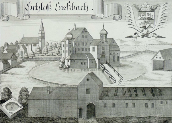 Obersüßbach. - Ansicht des Schlosses Sießbach. - Wening....
