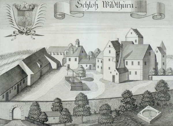 Wildthurn (Landau). - Ansicht des Schlosses Wildthurn. - Wening. - "Schloß Wildthurn".