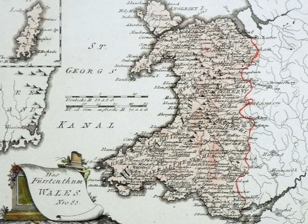 Großbritannien. - Wales. - Landkarte. - "Das Fürstenthum Wales".