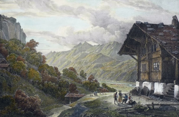 Meiringen. - "Vue de la Vallée de Meyringen prise de la Descente le Zwirgi".