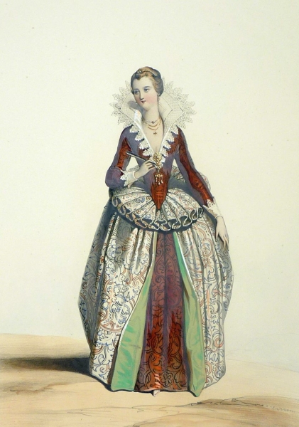 Mode & Kostüm. - Kostümkunde. - Achille Devéria. - "Costume du Temps de Henri IV (1606)".