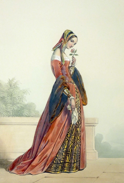 Mode & Kostüm. - Kostümkunde. - Achille Devéria. - "Dame du Temps de François 1.er (1515)".