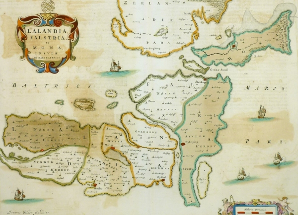 Dänemark. - Mön / Falster / Langeland. - Landkarte. - "Lalandia, Falstria, et Mona, Insulae in Mari Balthico".