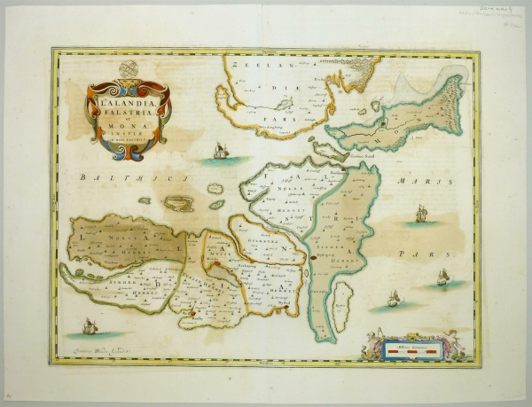 Dänemark. - Mön / Falster / Langeland. - Landkarte. - Lalandia, Falstria, et Mona, Insulae in Mari Balthico.