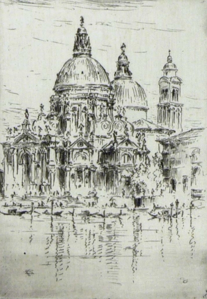 Venedig. - Teilansicht. - "Santa Maria della Salute, Venedig - Skizze I".