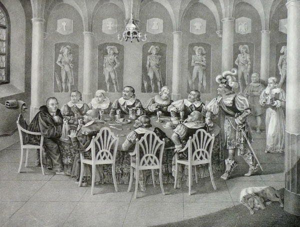 Martin Luther. - Wilhelm Baron von Löwenstern. - "Luthern zerspringt zu Worms an der Tafel Richards von Trier ein Glas mit Gift 1521".