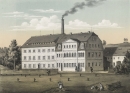 Radeberg. - Ansicht. - "Leinen und Baumwollenwaaren=Fabrik v. C. W. Scherz in Radeberg".
