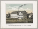 Radeberg. - Ansicht. - "Leinen und Baumwollenwaaren=Fabrik v. C. W. Scherz in Radeberg".