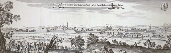 Wolfenbüttel. - Panoramaansicht. - "Residentz Statt und Vestung Wolfenbüttel".