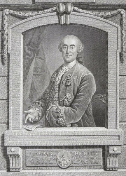 Johann Caspar Richter. - Porträt. - Johann Friedrich Bause. - "Caspar Richter, Senat. Civitat. Lipsiae Aedil.".
