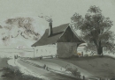 Landschaftszeichner des 19. Jahrhunderts. - "Einsames Haus".
