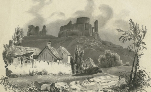 Landschaftszeichner des 19. Jahrhunderts. - "Ruine".