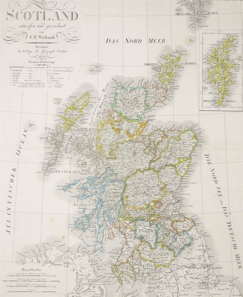 Schottland. - Großbritannien. - Landkarte. - "Scotland".