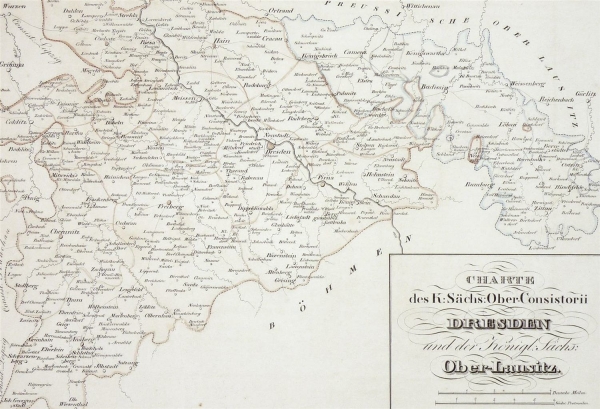 Dresden & Oberlausitz. - Karte. - "Charte des K. Sächs. Consistorii Dresden und der Königl. Sächs. Oberlausitz".