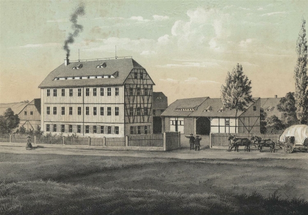 Frankenberg / Sachsen. - Ansicht. - "Cigarrenfabrik v. Hunger & Jacob in Frankenberg".