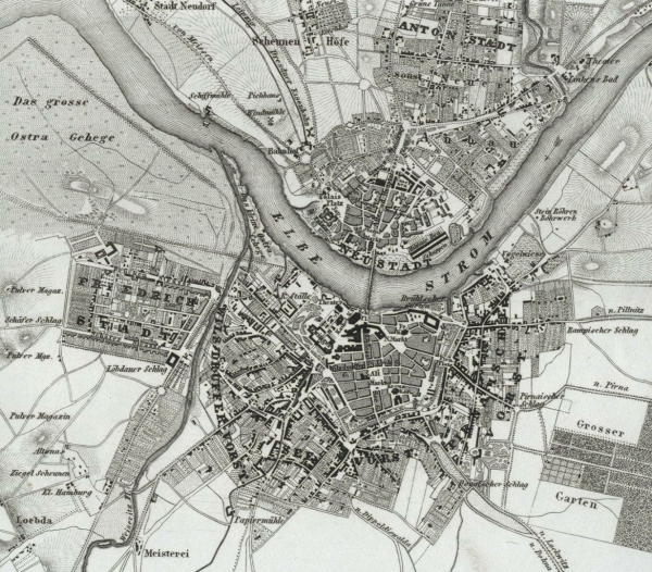 Dresden. - Stadtplan. - "Plan der Königlichen Residenz-Stadt Dresden".