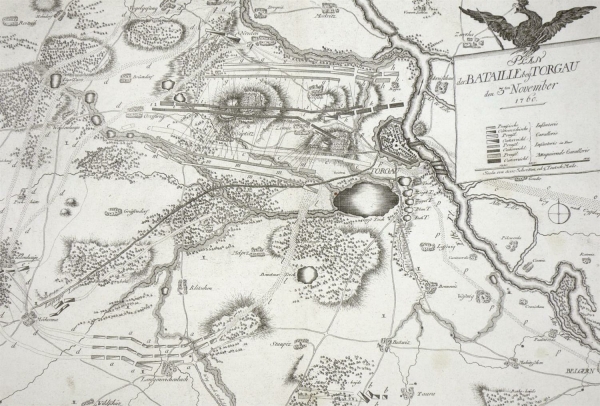 Torgau. - Schlachtenplan. - "Plan der Bataille bey Torgau den 3ten November 1760".