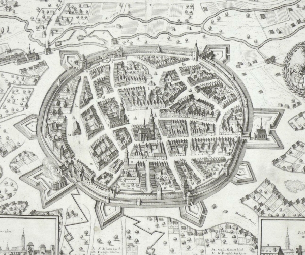Zittau. - Belagerungsplan. - "Die Statt Zittaw in OberLausitz, wie sie A° 1632 vom Obr. Bolzen Fortificirt worden, sampt der Belagerung A° 1643".