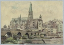 Regensburg. - Ansicht. - "Die Donaubrücke in Regensburg".