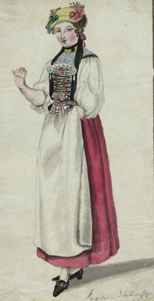 Zeichner des 19. Jahrhunderts. - "Trachtenmädchen".