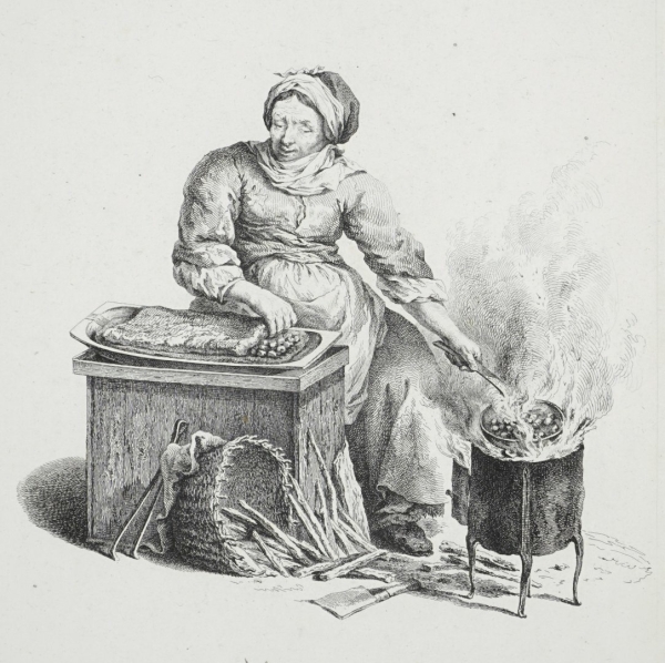 Grafiker des 18. Jahrhundert. - Kastanienverkäuferin.