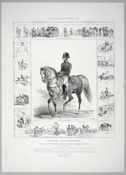 Pferde und Jagd. - Mehransichtenblatt. - École Royale de Cavalerie 1833.