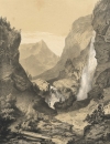 Österreich. - Schleierwasserfall. - Ansicht. - "Les cascades dours et voile / Der Bär- und Schleyer-Fall / Bear and veil waterfalls".