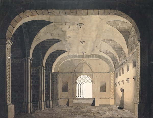 Architekturmaler des 19. Jahrhunderts. - "Säulenhalle".