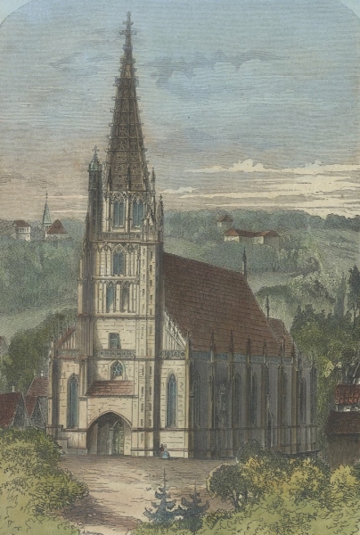 Esslingen am Neckar. - Ansicht der Frauenkirche. - "Liebfrauenkirche in Eßlingen".