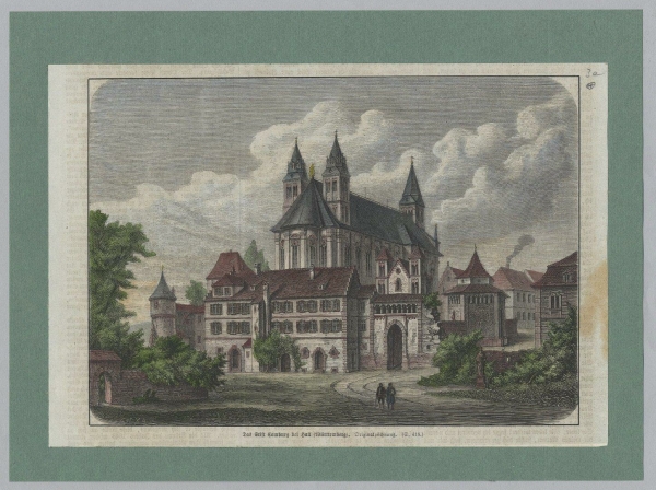 Schwäbisch Hall. - Ansicht von Kloster Comburg. - Das Stift Comburg bei Hall (Württemberg).
